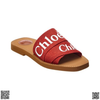 美國代購正品 Chloe Woody Logo 帆布拖鞋