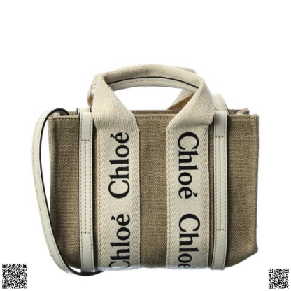 美國代購正品 Chloe Woody Mini 帆布皮革Tote包