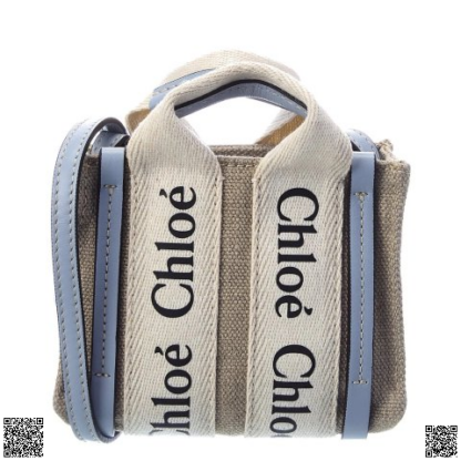美國代購正品 Chloe Woody Nano 帆布皮革Tote包
