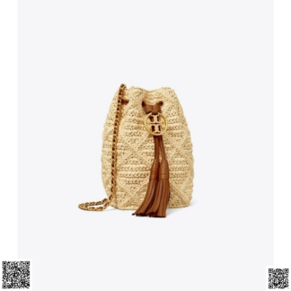 美國代購正品 Tory Burch Fleming 迷你編織水桶包