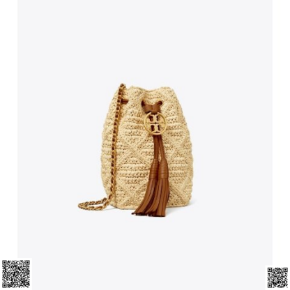 美國代購正品 Tory Burch Fleming 迷你編織水桶包