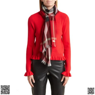美國代購正品 Burberry Tonal 格紋羊毛混紡圍巾