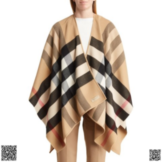 美國代購正品 Burberry 格紋美利奴羊毛披肩