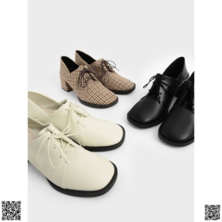 美國代購正品 Charles & Keith 格紋粗跟鞋