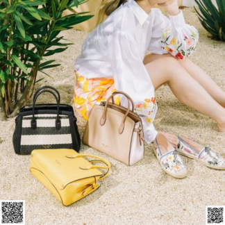 美國代購正品 Kate Spade Knott Striped Straw 中號手提包