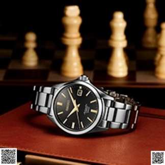 美國代購正品 Seiko 機械男錶 銀黑款