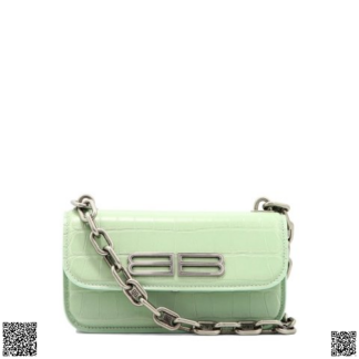 美國代購正品 Balenciaga Gossip XS 壓紋鏈條包 薄荷綠