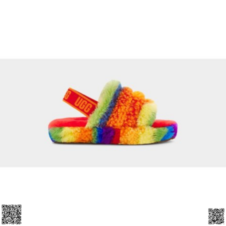 美國代購正品 UGG Fluff Yeah 彩虹拖鞋