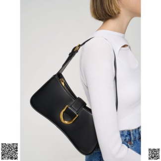 美國代購正品 Charles & Keith Black Gabine 腋下斜挎兩用包