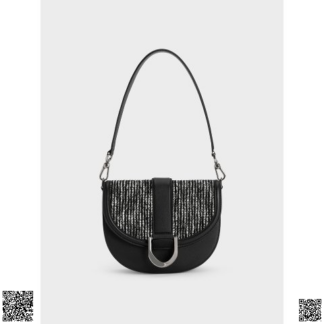 美國代購正品 Charles & Keith Multicoloured Gabine 粗呢馬鞍