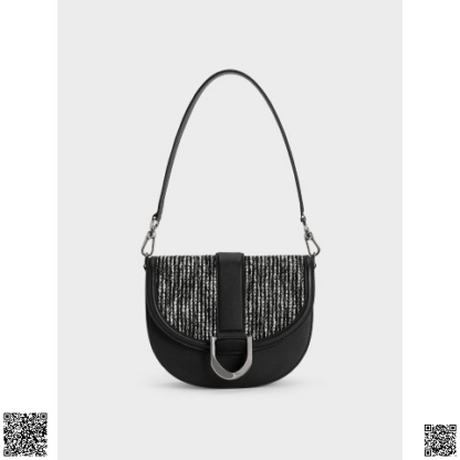 美國代購正品 Charles & Keith Multicoloured Gabine 粗呢馬鞍