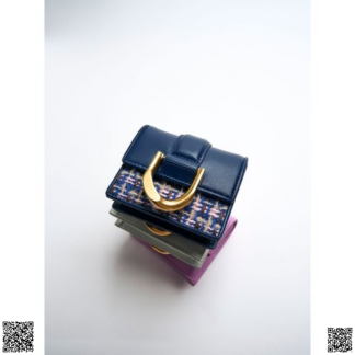 美國代購正品 Charles & Keith Navy Gabine粗呢卡包