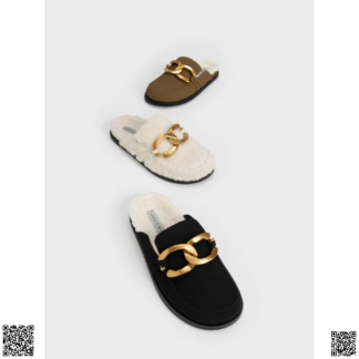 美國代購正品 Charles & Keith 加絨穆勒鞋