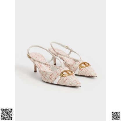 美國代購正品 Charles & Keith 小香風花呢尖頭鞋
