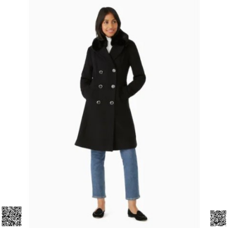 美國代購正品 Kate Spade Faux Fur Trimmed 羊毛大衣