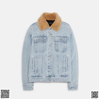 美國代購正品 Coach Signature Sherpa 牛仔夾剋