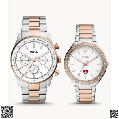 美國代購正品 Fossil His and Hers 不銹鋼手錶 情人節套裝