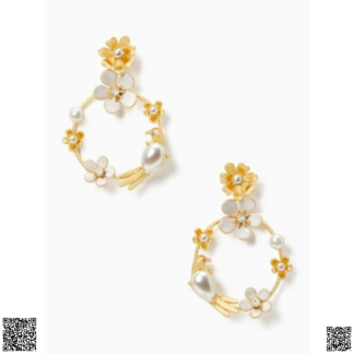美國代購正品 Kate Spade Spring Scene 玉蘭花珍珠耳環