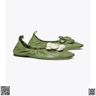 美國代購正品 Tory Burch Flower山茶花拼色芭蕾鞋