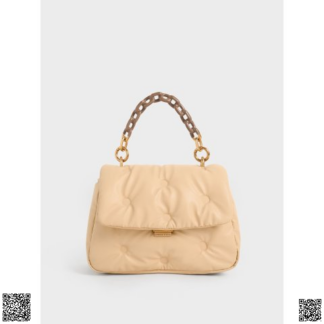 美國代購正品 Charles & Keith Beige Koi Padded 枕頭包
