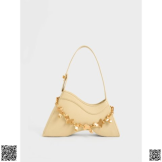 美國代購正品 Charles & Keith Beige Verity 金屬鏈單肩包