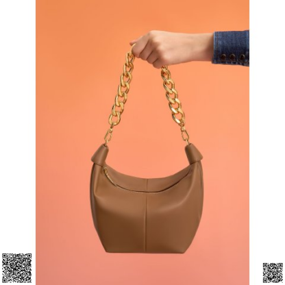 美國代購正品 Charles & Keith Chocolate Daki 金屬鏈hobo腋下