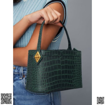 美國代購正品 Charles & Keith Dark Green Metallic Accent 壓紋