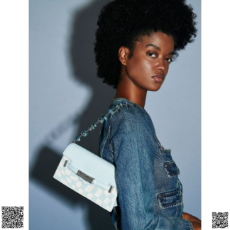 美國代購正品 Charles & Keith Light Blue Mini Sabrina 格紋單