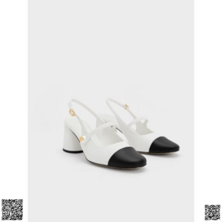 美國代購正品 Charles & Keith 小香風拼色高跟鞋