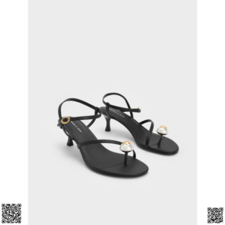 美國代購正品 Charles & Keith 珠花高跟鞋