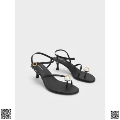 美國代購正品 Charles & Keith 珠花高跟鞋