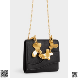 美國代購正品 Charles & Keith 金屬片斜跨錢包