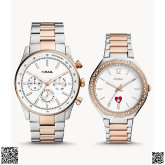美國代購正品 Fossil His and Hers 不銹鋼手錶 情人節套裝
