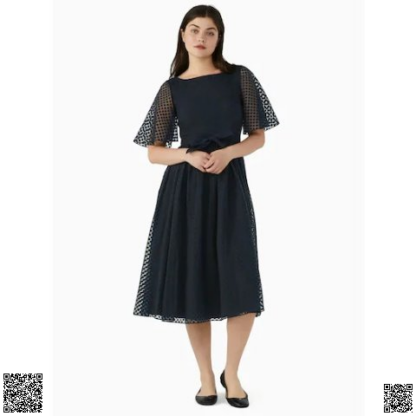 美國代購正品 Kate Spade Burnout Flutter-sleeve 提花A字裙