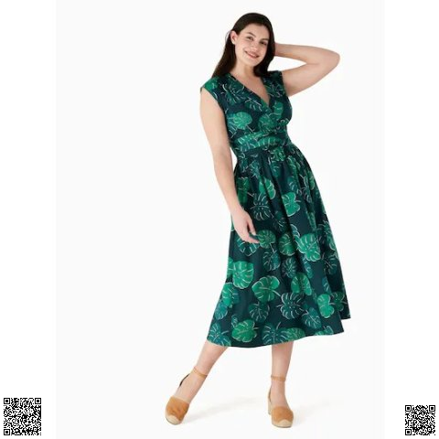 美國代購正品 Kate Spade Monstera Leaves Poplin Bow印花裙