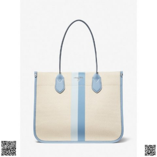 美國代購正品 Michael Kors Heidi 藍白帆布托特包