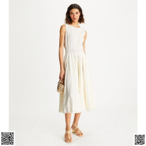 美國代購正品 Tory Burch 蕾絲收腰小白裙