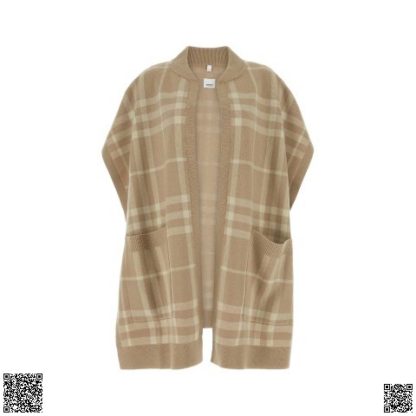 美國代購正品 Burberry 格紋針織提花鬥篷