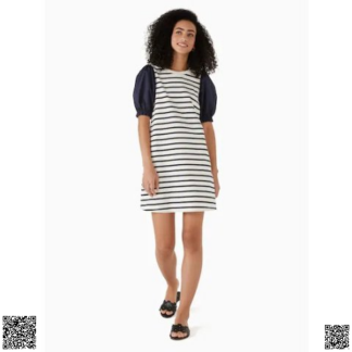 美國代購正品 Kate Spade Striped 條紋泡泡袖針織裙