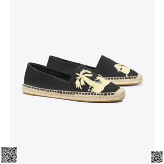美國代購正品 Tory Burch 棕櫚樹刺綉漁夫鞋
