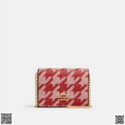 美國代購正品 Mini Wallet On A Chain With Houndstooth Print