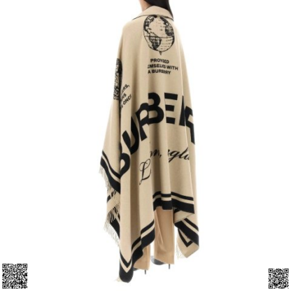 美國代購正品 Burberry fringed 羊毛羊絨鬥篷