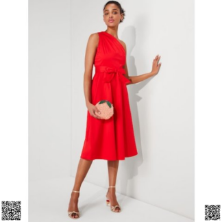 美國代購正品 Kate Spade Poplin Belted S斜肩小紅裙