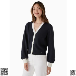 美國代購正品 Kate Spade Scalloped 小香風拼色開衫