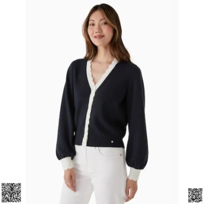 美國代購正品 Kate Spade Scalloped 小香風拼色開衫