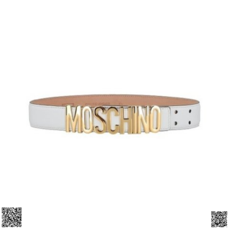 美國代購正品 Moschino White & Goldtone Logo 腰帶
