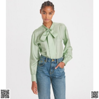 美國代購正品 Tory Burch 真絲蝴蝶結襯衫