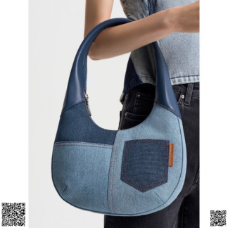 美國代購正品 Charles & Keith Denim Blue Anthea 牛仔拼接托