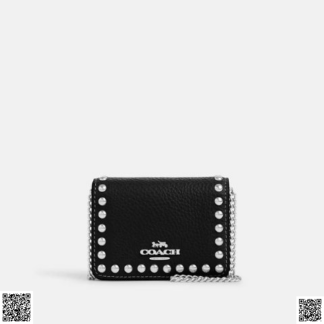 美國代購正品 Coach 鉚釘斜挎錢包