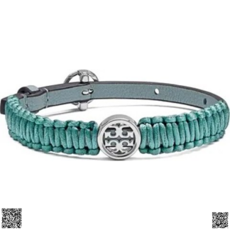 美國代購正品 Tory Burch Miller Silk & Leather Bracelet